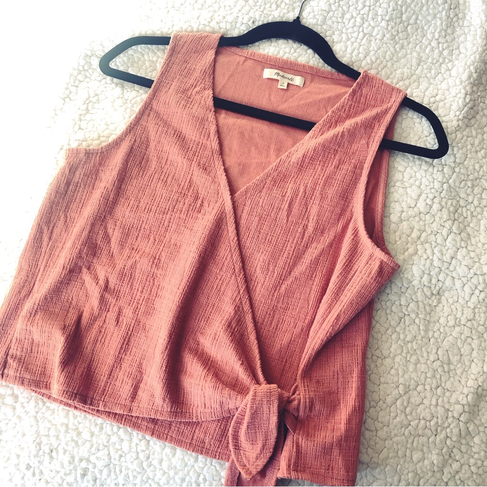 madewell | coral tie front top